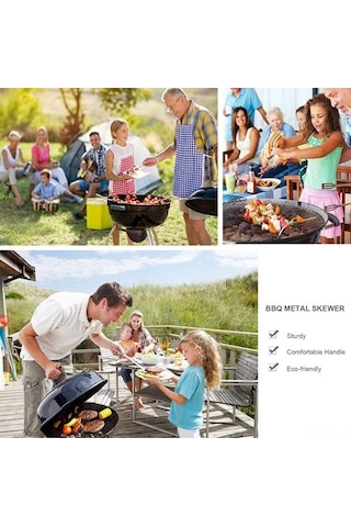 Didadodo 10 Adet Paslanmaz Çelik Şiş - Dayanıklı Ve Yeniden Kullanılabilir Barbekü Şişleri, Küçük Boy