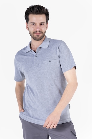 Yıldırımlar T-shirt %100 Pamuk Polo Yaka Fleto Cepli %100 Pamuk Gri Melanj