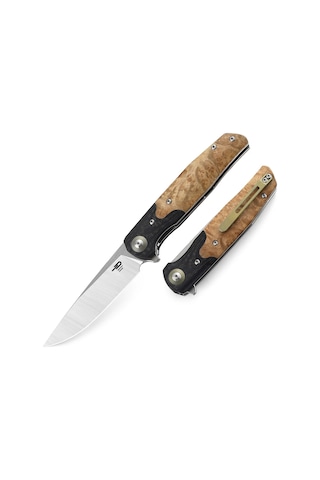 Bestech Ascot Bg19d Ara Katman, Karbon Fiber Ve G10+ Lightburl Ahşap Saplı 3,82'' 14c28n Kamp Çakı Çok Renkli