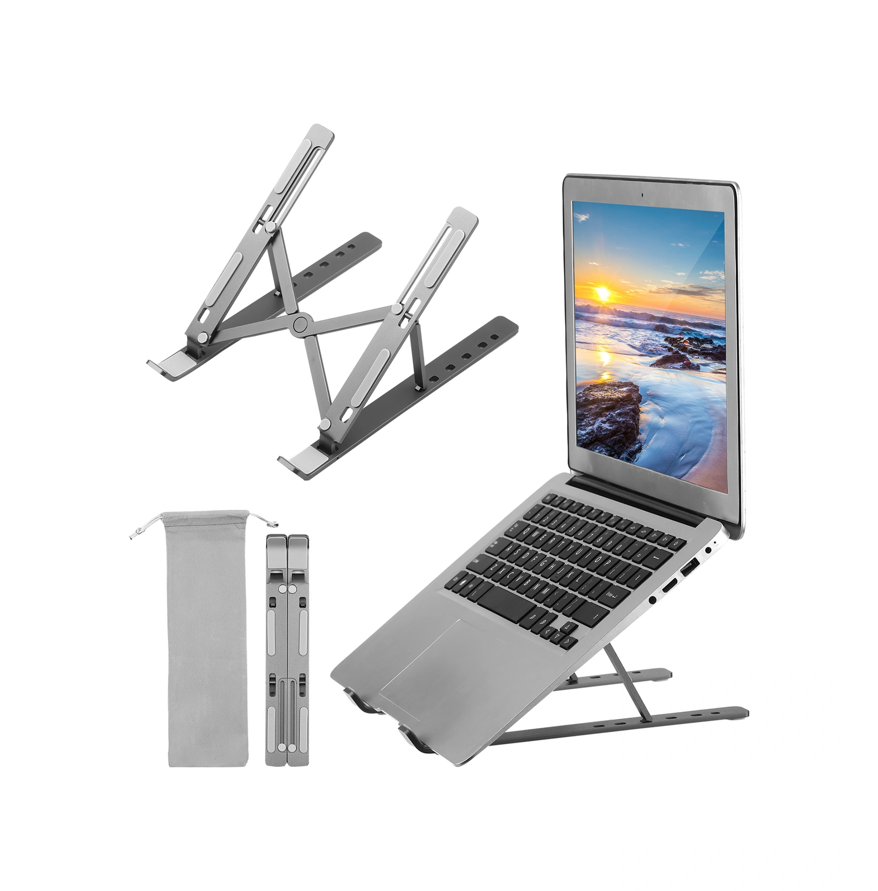 Kosona Alüminyum Klaptop Dikey Ayarabilir Stand: 6 Seviye Yükseklik, Isı Dağıtımı, Taşınabilir Katlanabilir, 10-15.6 İnç Cihaz Desteği