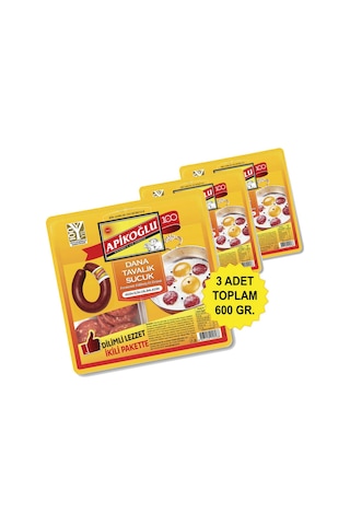 Dilimli Dana Tavalık Sucuk 200 Gr. Üçlü Paket Toplam 600 Gr.