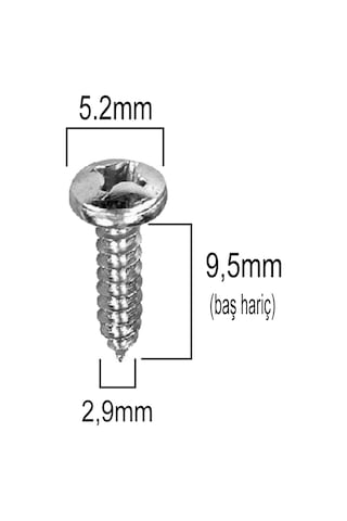 Aletçantam Silindir Başlı Küçük Mini Sac Vida Ysb 2.9x9.5 -500 A