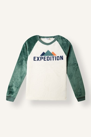 Defacto Baskılı Reglan Kollu Üst Lastikli Paça Pelüş 2li Pijama Takımı Erkek Çocuk I3392a826cwgn469 Yeşil-gn469