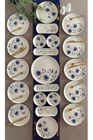 Purple Violet 12 Kişilik 21 Parça Kahvaltı Takımı Mor