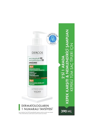 Vichy Dercos 2'si 1 Arada Kepek Karşıtı ve Nemlendirici Şampuan 390 ML
