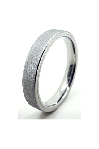 Kişiye Özel İsim Tarih Yazılı 4mm Mat Fırçalanmış Düz Unisex Çelik Yüzük Alyans Cl45y Beyaz