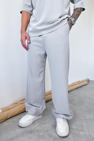 Gri İnce Fitilli Baggy Pantolon Gri