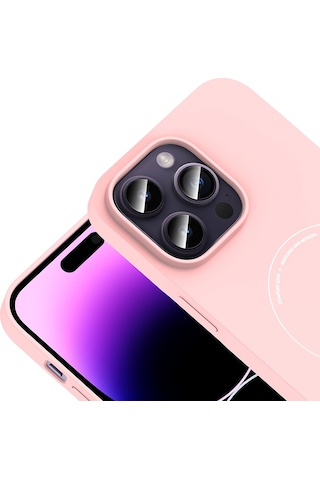 Maks Technology iPhone Uyumlu 14 Pro Max Kılıf M-safe Şarj Özellikli Kamera Korumalı Mkst Elio Sert Pc Kapak - Açık Pembe
