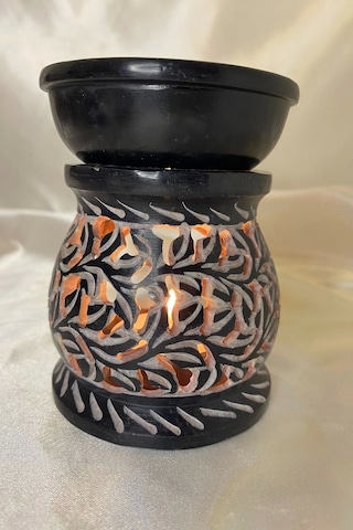Buhardanlık Obsidye Taşı El İşi Feng Shui Çiçek Sembolü Buhurdanlık