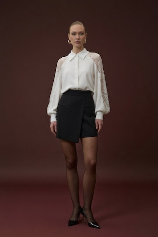 Sateen Talia Şort Etek - Siyah-137063 Siyah