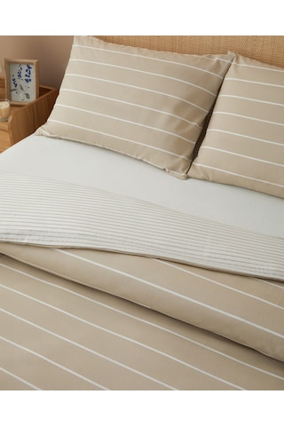 English Home Timeless Line Kolay Ütülenir Çarşaflı Çift Kişilik Nevresim Takımı 200x220 Cm Bej Bej