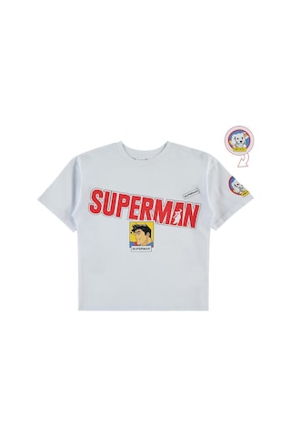 Superman Süperman Baskılı 6-9 Yaş Tişört - Beyaz