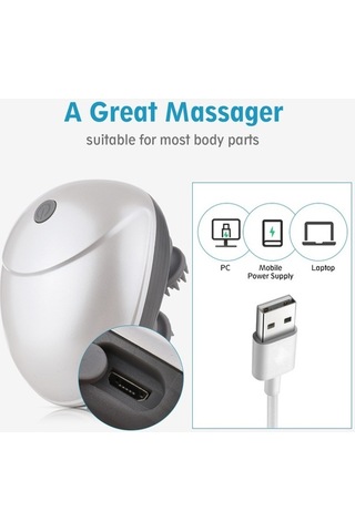 Urbannest Kablosuz Baş Masaj Aleti, 6 Düğüm, Yoğurma Masaj, Derin Temizleme, Saç Büyümesi, El Tipi Baş Rahatlatıcı Beyaz - Gri