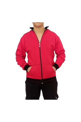 Erkek Sweatshirt Kırmızı Kırçıl Desen Kırmızı