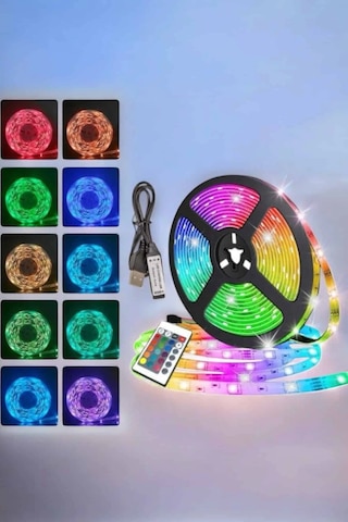 Yeni Nesil Rgb Işıklı 10metre Şerit Led Kumandalı Kullanım Çok Renkli