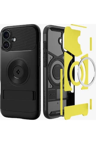 Spigen Apple Uyumlu iPhone 16 Plus İle Kılıf Tough Armor Mag Magsafe Black