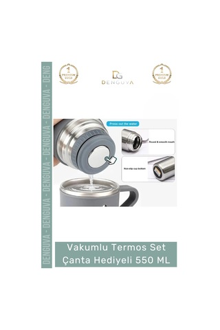 Özel Üretim Paslanmaz Çelik 3 Bardaklı Soğuk Sıcak Termos Vakumlu Termos Set Çanta Hediyeli 550 Ml Çok Renkli 02263277