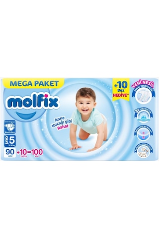 Molfix Bebek Bezi Beden:5 11-18kg Junior 100 Adet Mega Pk 5 Numara