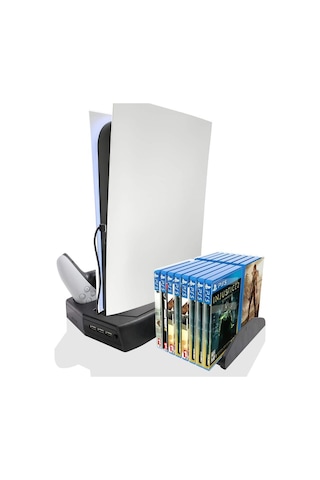 Playstation 5 Standart Fat Kasa Fanlı Stand - Oyun Bölmeli Ps5 Dikey Stand