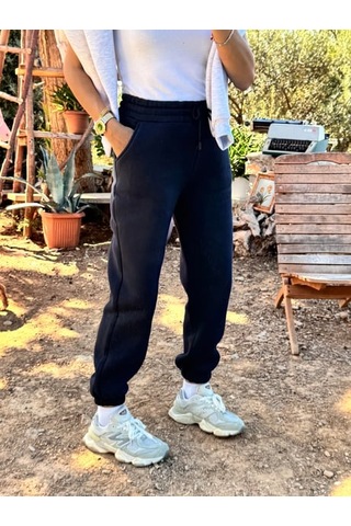 Çarşınet Kadın Eşofman Altı Üç İplik Jogger Kışlık Şardonlu Siyah