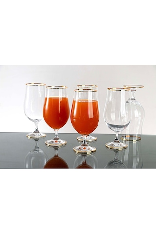 Plt Design Lav Kristal Gerçek Yaldızlı 6 Kokteyl-meşrubat Bardağı-su Bardağı Gst173f