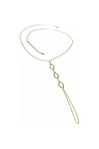 3 Sıra Altıgen Modeli Gümüş Şahmeran Bileklik - Gold Renk Altın
