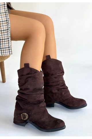 Biçomi Canty Kahverengi Süet Körüklü Topuklu Çizme Çok Renkli