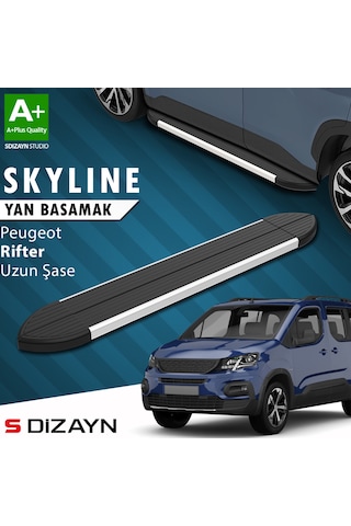 S-dizayn Peugeot Rifter Uzun Şase Skyline Aluminyum Yan Basamak 213 Cm 2019-2023 A+ Kalite