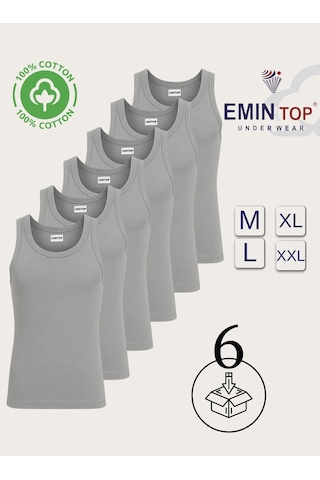 Mercan 6'lı Erkek Gri Penye Atlet