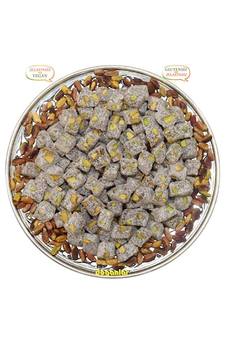 Hindistan Cevizli Antep Fıstıklı Çifte Kavrulmuş Lokum Helal-vegan-glütensiz-jelatinsiz 1000gr