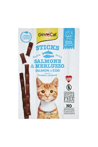 Gimcat Sticks Somon & Atlantik Morina Tahılsız Ödül Çubukları 4'lü 20 Gr
