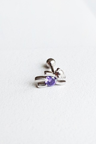 Ithal Tekli Mini Aycık Gümüş Piercing Küpe-7289 Gümüş