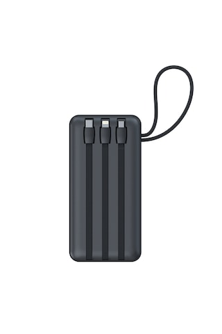 Hepu Hp-252 Powerbank 20.000 Mah 22.5w Hızlı Dahili Çoklu Kablolu, Dijital Göstergeli Siyah