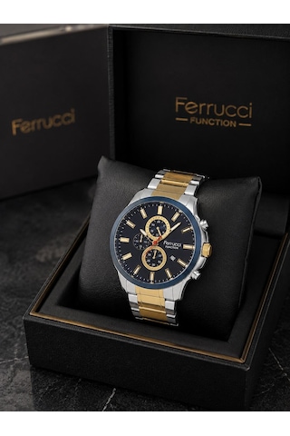Ferrucci Fc95303 Silver-gold Renk Fonksiyonlu Takvimli Çelik Kordon Ve Kasa Erkek Kol Saati Altın - Gümüş