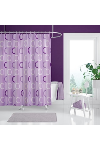 Zethome Banyo Duş Perdesi 5033 Lila 180x200 Perde Borusu Askı Aparatı Pembe 160x260 Hediyeli Pembe