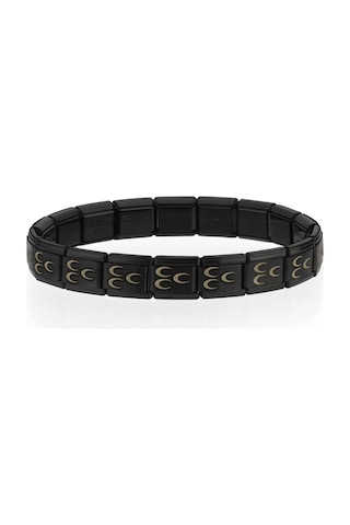 Osmanlı Üç Hilal Bayrağı İtalyan Charm Unisex Çelik Bileklik Scb58 Siyah