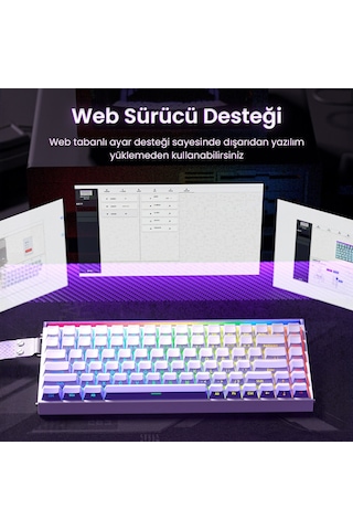 Aula Hero 84 He Manyetik Klavye Rapid Trigger Dragon King Switch 8000hz Rgb Neon Tkl Hot Swap Oyuncu Klavyesi Pembe