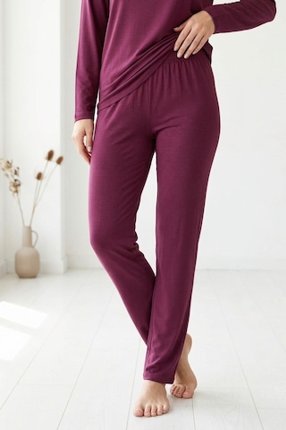 Mataş Kadın Dantelli Bambu Viskon Uzun Kollu Mevsimlik Soft Örme Yumuşak Pijama Takımı Bordo