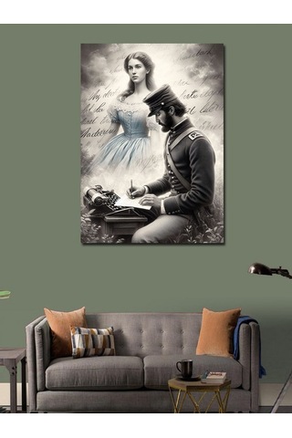 Kanvas Tablo Mektup Yazan Asker 70cmx100cm