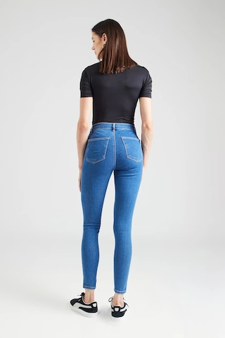 Mid Blue Yüksek Bel Skinny Fit Jean Likralı Cepsiz Tayt Pantolon Çok Renkli