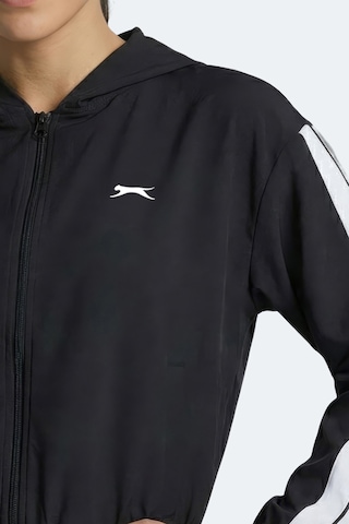 Slazenger Razzle Kadın Fermuarlı Kapüşonlu Cepli Siyah Sweatshırt Siyah