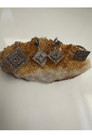 Markazit Taşlı Gümüş Set Takım 925 Ayar 20,83 Gram