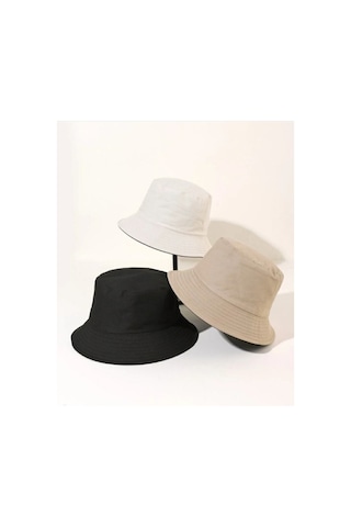 Caxis Unisex Bucket Balıkçı Şapka 3'lü Set Krem-bej-siyah