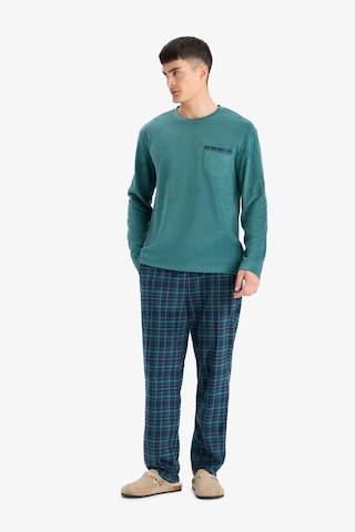 Defacto Pijama Takımı Polar Uzun Kollu Üst Kareli Uzun Alt D0047ax25wngn623 Yeşil