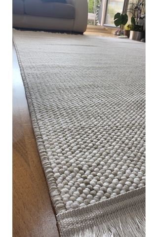 Elvey Home Açık Bej İskandinav Yumuşak Bukle Minimalist Kesme Halı Yolluk Açık Bej