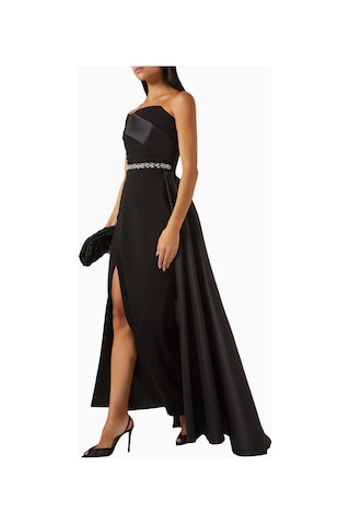 Ac By Aanchal Chanda Embellished Off - Shoulder Scuba Kristal Işlemeli Kadın Elbise Siyah