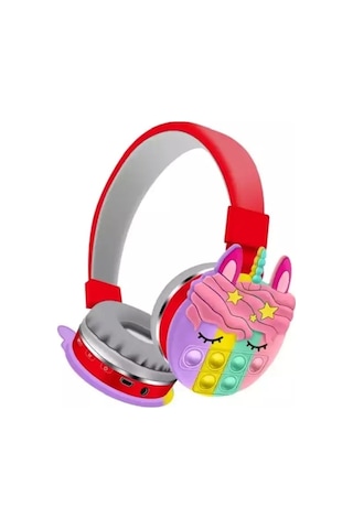 Kt-55c Unicorn Popit Kablosuz Kulaklık Şarjlı Kulaküstü Bluetooth Kulaklığı Mikrofonlu Hafıza Kartı Girişli Sevimli Kulaklık