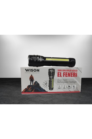 Ws-4312 10w 1000 Lümen Zoomlu Şarj Edilebilir El Feneri Siyah