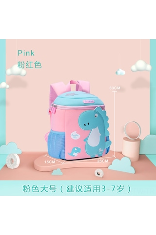 Tenfowee Dino Çantası: Toksik Olmayan, Dayanıklı Ve Hafif Okul Çantası - Pembe Büyük Burunlu Dinozor Desenli Çok Renkli