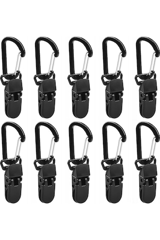 Monyee 10 Adet Plastik Çadır Klembi, Yüksek Dayanıklı, Güçlü Tutma Gücü, Tente, Pergola, Tarp İçin Uygun, Karabinerli Çok Renkli